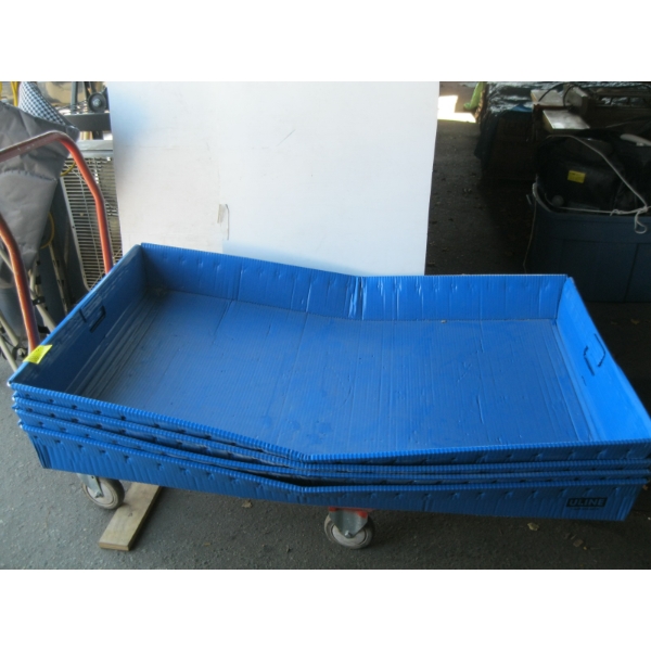 4 LG. HANDLED ULINE BLUE TRAYS - 48X30X6"