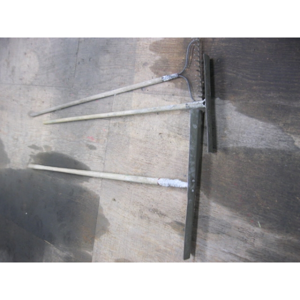 2 LEAVENING RAKES & A GARDEN RAKE