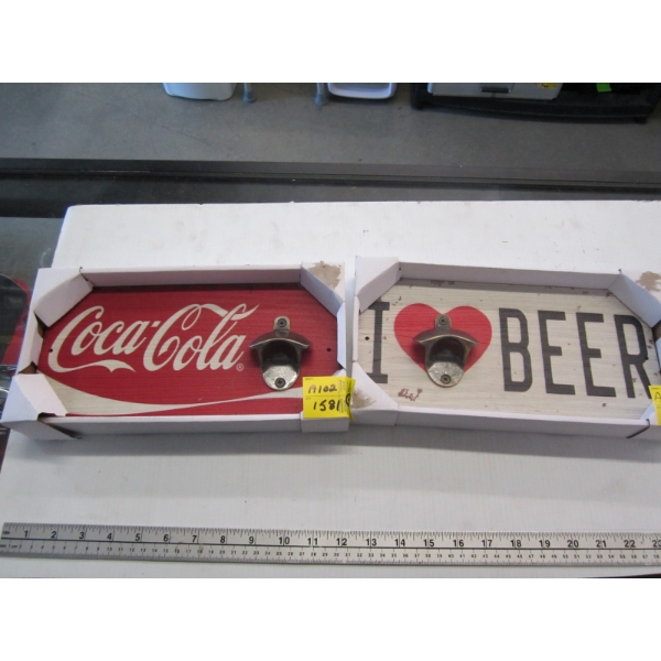 2 BOTTLE OPENER SIGNS