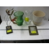 Image 1 : 3 VASES, SM. MIRROR & A COPPER FLOWER