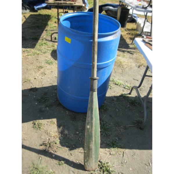 BLUE DRUM W/OLD OAR