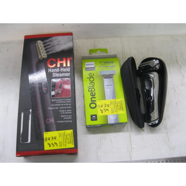 PORTABLE VAPORIZER HANDHELD STEAMER, 1 BLADE SHAVER & PHILLIPS ELECTRIC SHAVER