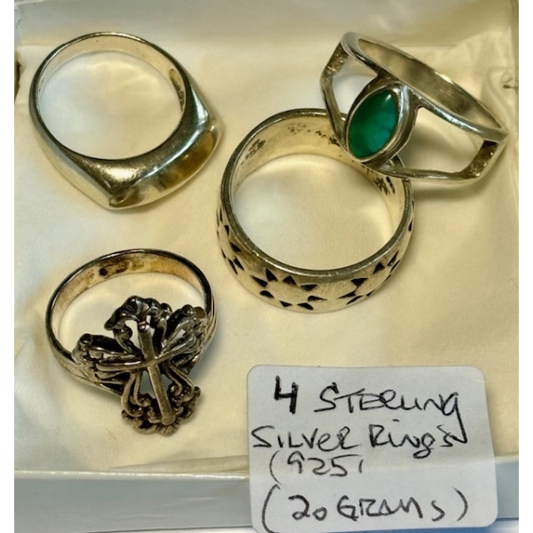4 STERLING SILVER .925 RINGS, 2 - SZ 6 & 2 - SZ 9, 20G