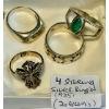 Image 1 : 4 STERLING SILVER .925 RINGS, 2 - SZ 6 & 2 - SZ 9, 20G