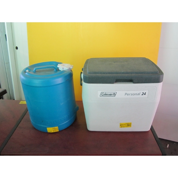 RELIANCE WATER JUG & A COLEMAN COOLER