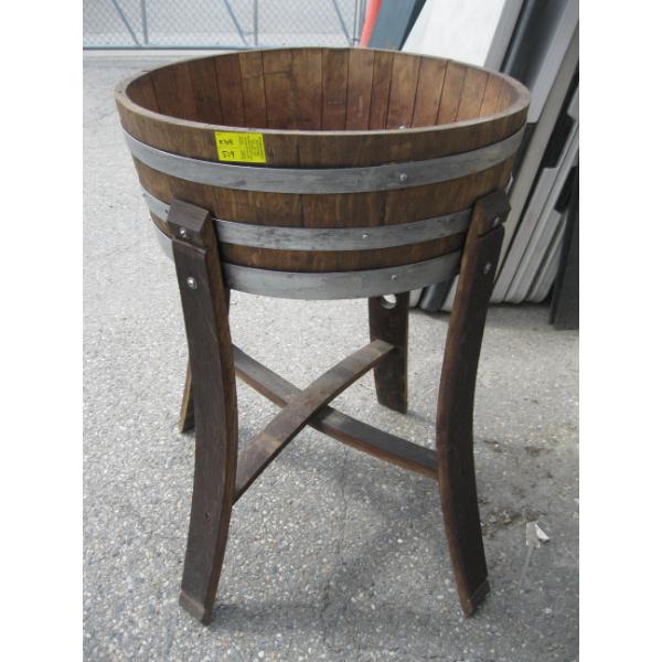 OAK BARRELL PLANTER STAND
