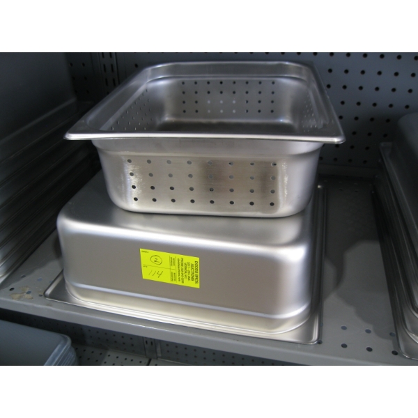 2 DIFFERENT SIZE PANS - 1 W/HOLES