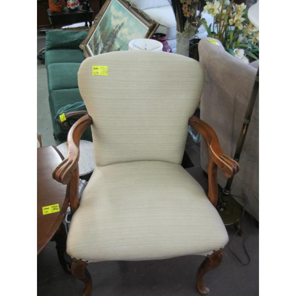 WOOD FRAMED UPHOLSTERED ARMCHAIR