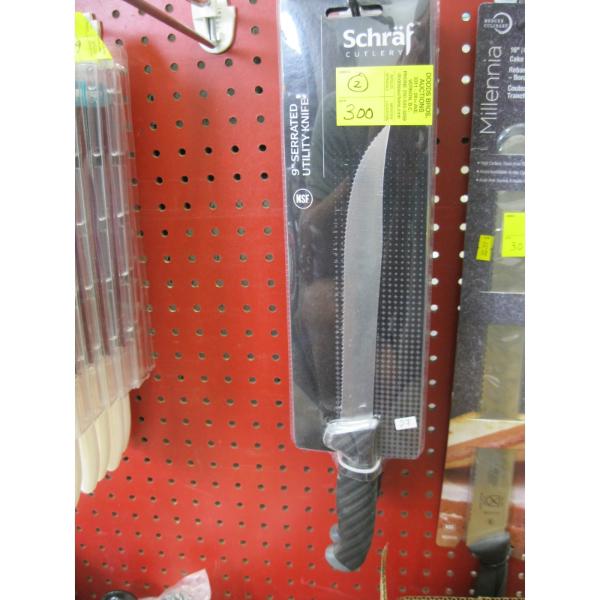 2 SCHRAF 9" SERRATED UTILITY KNIVES