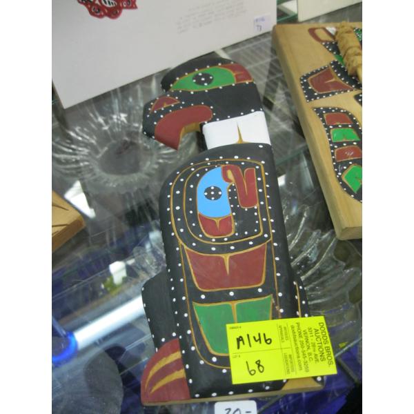 PAINTED CARVED WALL PLAQUE BY RALPH BRETT, SIGNED