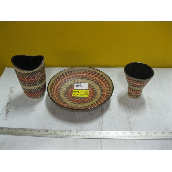 3 PIECES OF MCM WEST GERMAN POTTERY