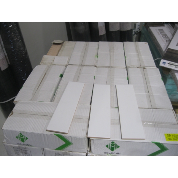 10 BOXES OF 4"X16" WHITE TILE