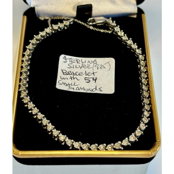 STERLING SILVER .925 BRACELET W/54 SM. DIAMONDS