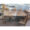 Image 2 : WALNUT ANTIQUE DINING TABLE W/6 CHAIRS & 3 LEAVES
