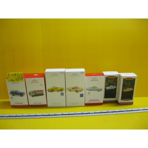 7 HALLMARK  KEEPSAKE CHRISTMAS TREE CAR ORNAMENTS