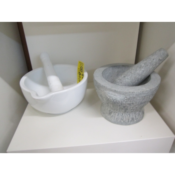 STONE MORTAR & PESTLE & CERAMIC MORTAR & PESTLE