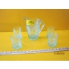 Image 1 : BLUE GLASS PITCHER W/4 GLASSES