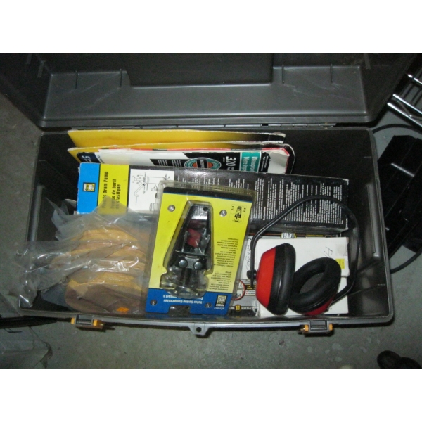 GREY TOOLBOX W/MISC. CONTENTS