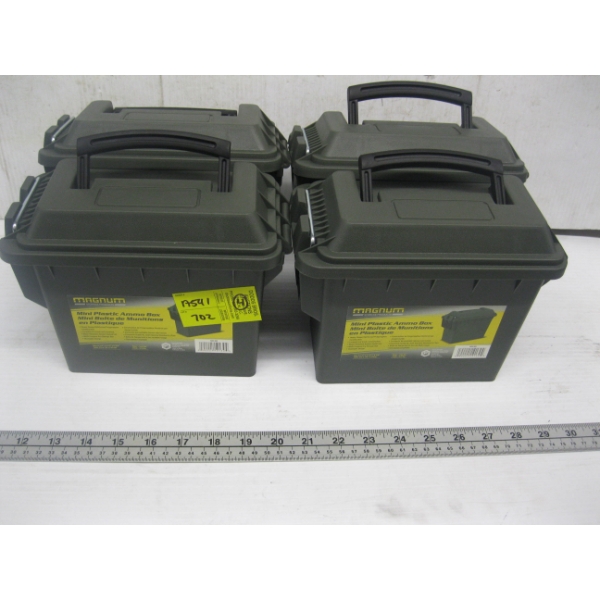 4 PLASTIC MINI AMMO BOXES