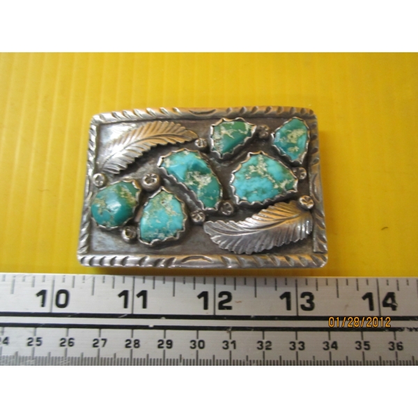 NAVAJO BELT BUCKLE W/BLUE STONES