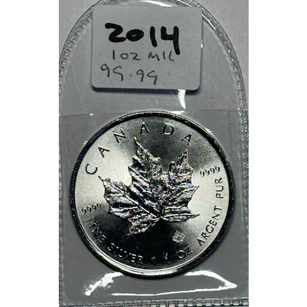 2014 CDN 1 OZ. .999 SILVER MAPLE LEAF COIN (TAX EXEMPT)
