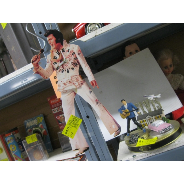2 ELVIS ITEMS: CLOCK & DECORATIVE PIECE
