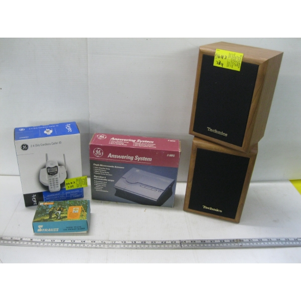 MISC. TECHNICS SPEAKERS, CORDLESS TELEPHONE, ANSWERING MACHINE, VINTAGE POCKET RADIO