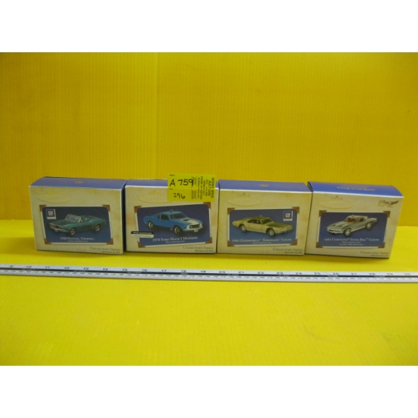 4 HALLMARK KEEPSAKE CHRISTMAS TREE CAR ORNAMENTS