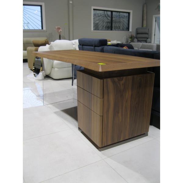 WOOD 3 DRAWER DESK W/PLEXIGLASS LEG