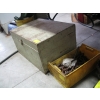 Image 1 : CONTAINER OF LG. BOLTS & WOODEN BOX W/MISC. RAILWAY RATCHET TOOLS, ETC.