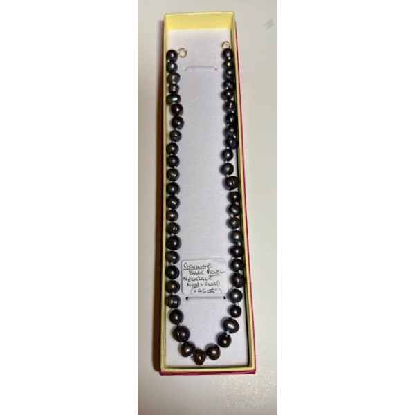 GENUINE BLACK PEARL NECKLACE - NEEDS CLASP
