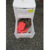 Image 3 : PLASTIC STORAGE BIN W/MISC. CONTENTS: SHEETS, ENGRAVER, WATER BOTTLES, SHOESHINE ITEMS, ETC.
