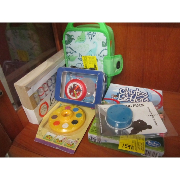 GAMES, TRAINING PUCK, KIDS LUNCH BOXES, ETC.