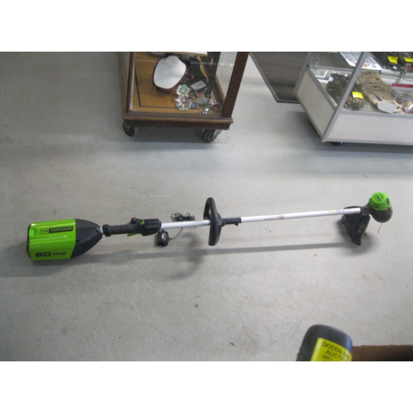 GREENWORKS 60V CORDLESS WEED TRIMMER W/BATTERY &  NO CHARGER