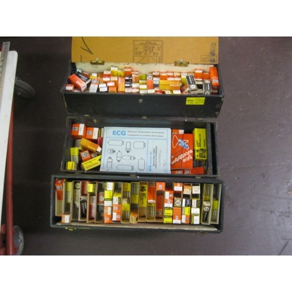 BOX OF ELECTRONIC TUBES - RADIO/TV??
