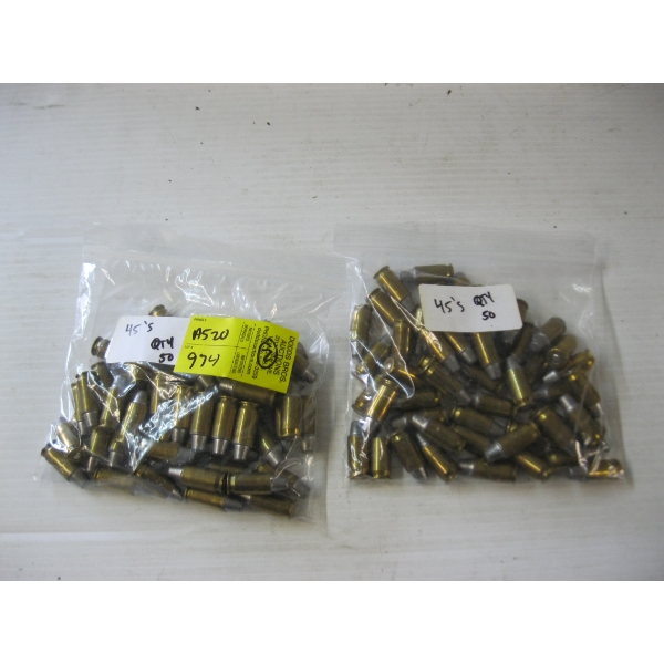 2 BAGS OF 50 .45 CARTRIDGES