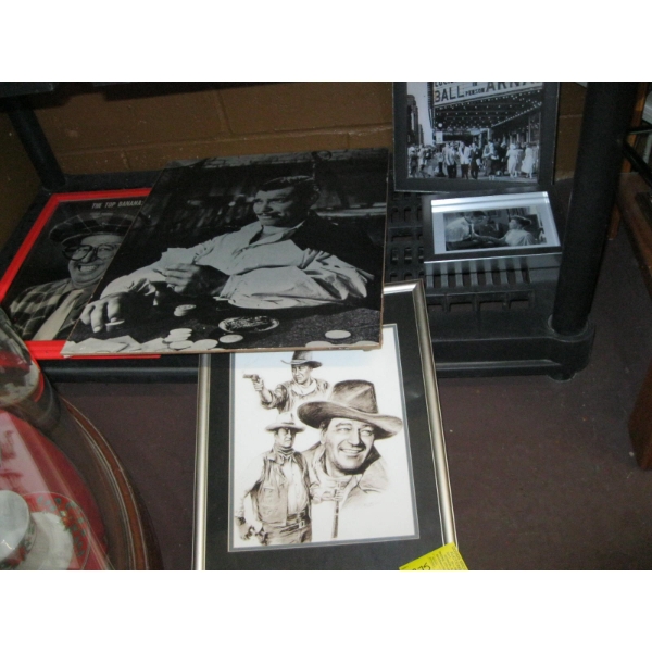 FRAMED PICTURES: JOHN WAYNE, LUCILLE BALL, ETC.
