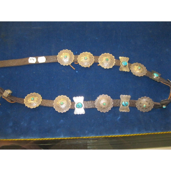 NAVAJO CONCHO BELT, SIGNED
