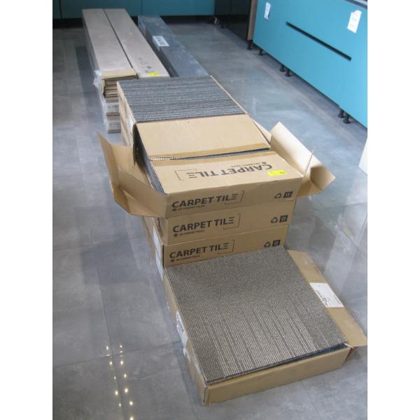 8 BOXES OF CARPET TILE - PLUS BOX OF DIFFERENT COLORED CARPET TILE