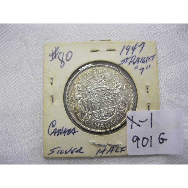 1947 STRAIGHT 7 CDN 50CENT COIN