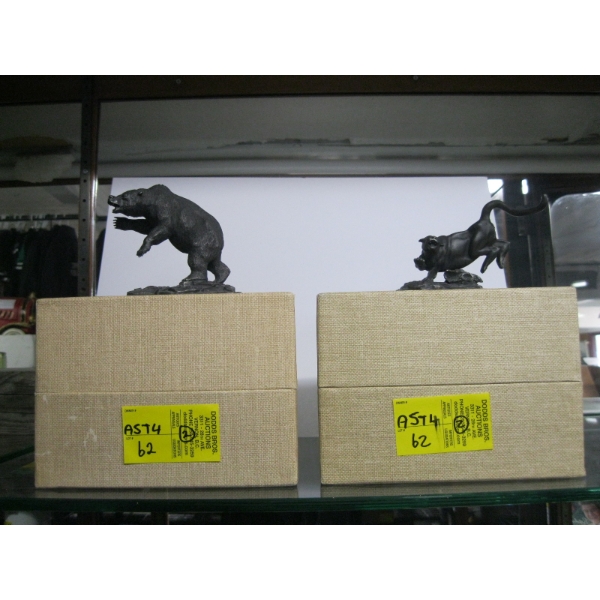 2 PEWTER FRANKLIN MINT FIGURINES - GRIZZLY BEAR & MOUNTAIN LION