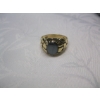 Image 3 : MEN'S 10KT RING W/BLACK STONE, 6G, SZ 11