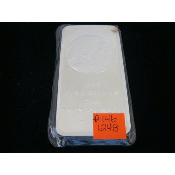 U.S. 10 TROY OZ .999 FINE SILVER BAR (TAX EXEMPT)