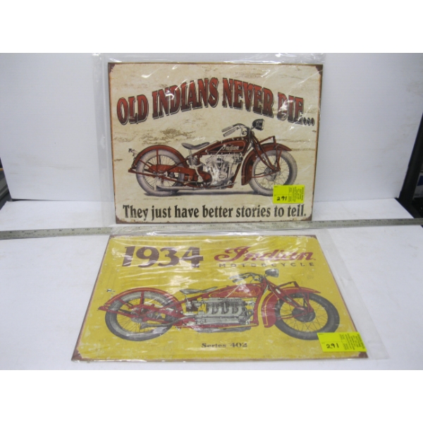 2 INDIAN MOTORCYCLE SIGNS