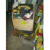 Image 1 : WOODEN BOX & A CARDBOARD BOX OF ASST'D GLOVES, WELDING HATS, ETC.