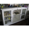 Image 1 : WHITE SIDEBOARD CABINET W/GLASS DOORS & DRAWER