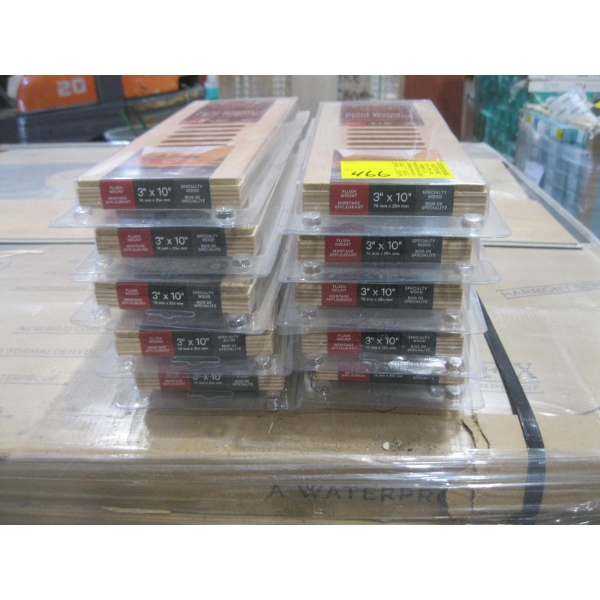10 NEW SOLID WOOD FLOOR REGISTERS - 3"X10"