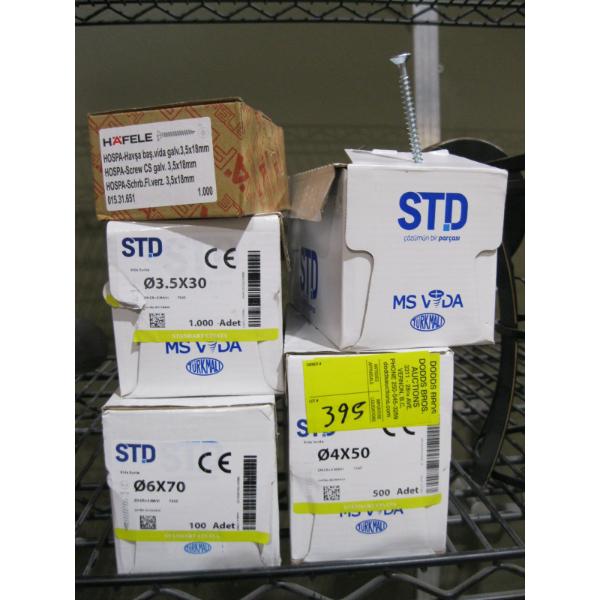 5 BOXES OF ASST. SCREWS, ETC.