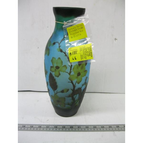 CAMEO GLASS ETCHED VASE - SIMILAR TO E. GALLE