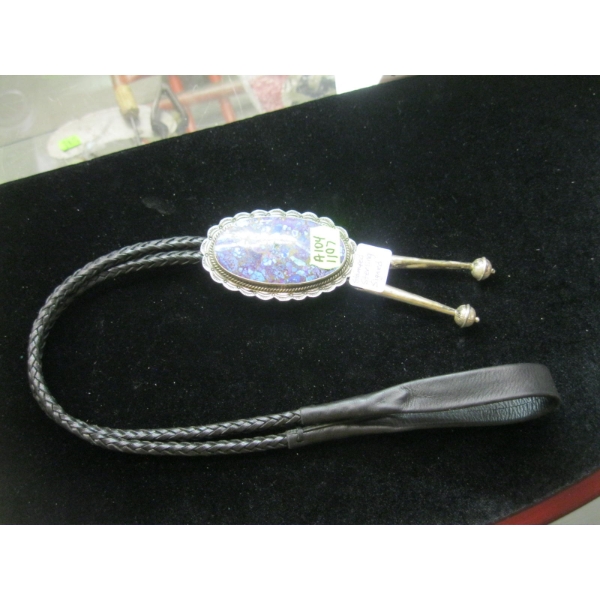 NAVAJO BOLO TIE, SIGNED & STAMPED STERLING